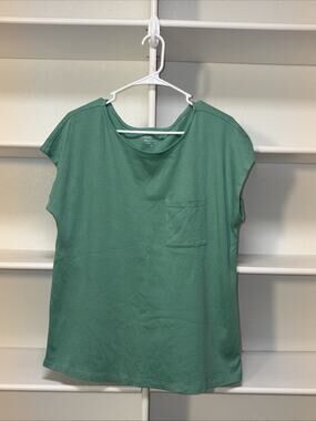 Coldwatercreek Women’s Best Cotton Tee Medium Soft Green Cap Sleeve